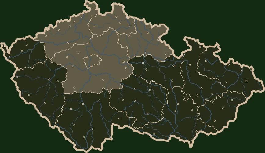 Mapa České republiky s vyznačenými projekty